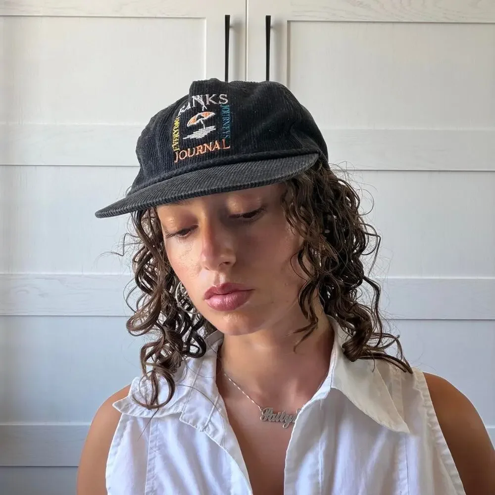 Vintage banks journal black corduroy hat